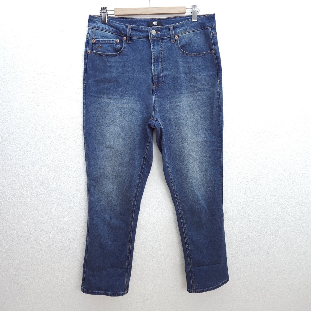 Frye Cuffed Crop Jeans Medium Wash Stretch Zip/Button Fly High Rise Size 30 10